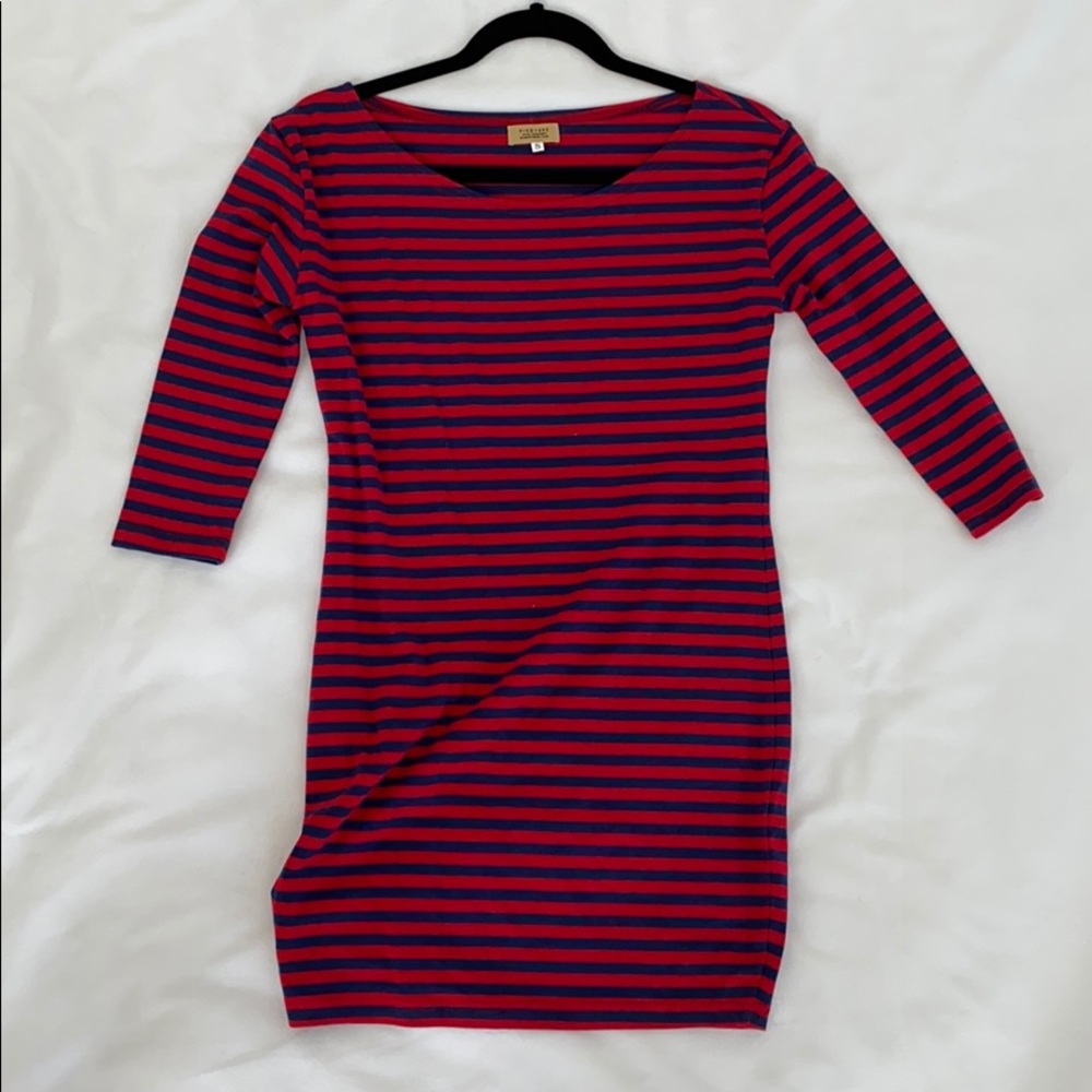 Nautical navy and red striped dress